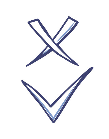 Approved and rejected signs vector icons isolated on white. For and against symbols, elements for voting and check vector illustration isolated on whiteのイラスト素材