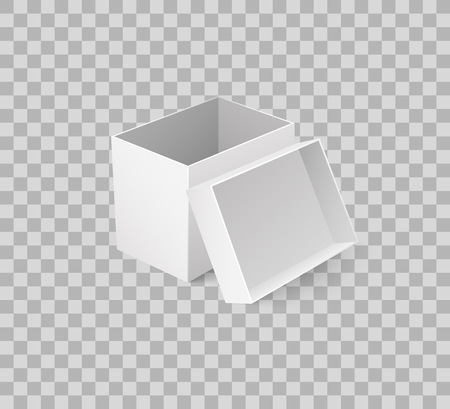 Package box with open cap empty container isolated icon on transparent. Cardboard used for storage of items and goods, transportation cardboard itemのイラスト素材