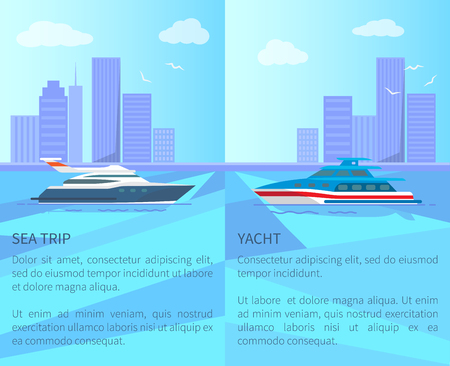 Sea Trip on Luxurious Yacht Promotional Postersのイラスト素材