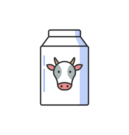 Bottle of milk icon vector with head of cow. Lactose symbol collection. Illustration for related information materials isolated on white backgroundのイラスト素材