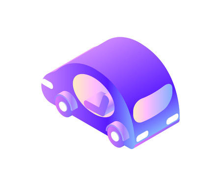 Smart car with for drivers, automated driving system vector. Isolated icon of transportation, automobile of future, futuristic auto for town citizensのイラスト素材