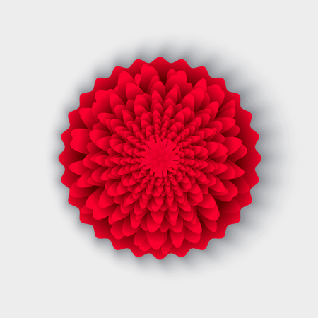 Flower in Chinese style Asian Oriental paper origami vector. Isolated icon of floral decoration for celebration of spring festivity. Blooming and flourishingのイラスト素材