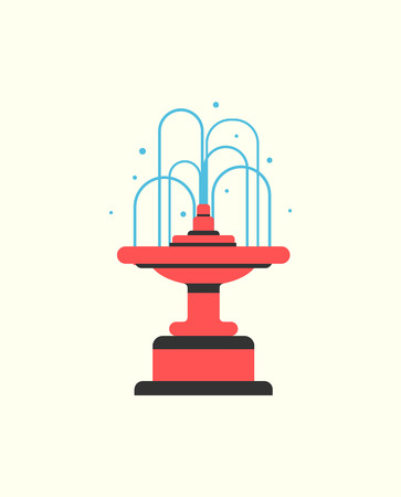 Fountain filled with clean water park decoration isolated icon vector. Rounded statue with splashing drops, outdoor exterior closeup. Garden decorのイラスト素材