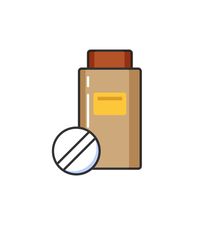 Allergy hypersensitivity, plastic bottle with emblem and drugs isolated icon vector.のイラスト素材