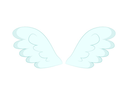 Valentines day or Christmas decor, angel wings of white feather vector. Flight and cupid or butterfly accessory, holy spirit, fantastic or mythical creature detailのイラスト素材
