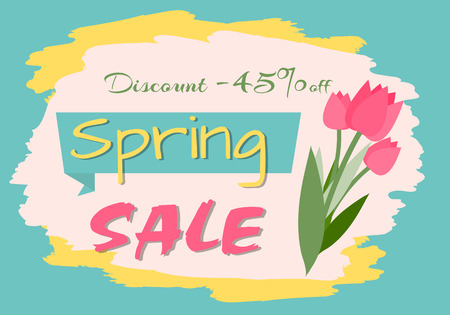 Sale, discount and best offer, label for springtime promotion and advertising, daisy bouquet. Advertisement decorated by flowers, greeting for ladies vector. Early spring and summer flower for weddingのイラスト素材