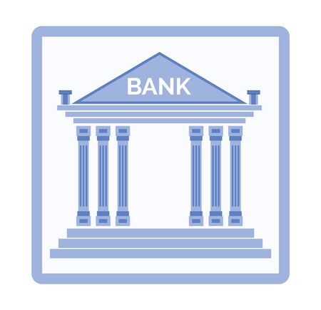 Bank vector, isolated icon in flat style, banking services of institution in classic style, place to keep money and get capital, investment and trustのイラスト素材
