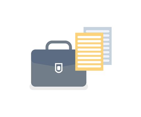 Documentation from briefcase vector, isolated icon of notebook and bag for documents. Business correspondence and published articles in black caseのイラスト素材