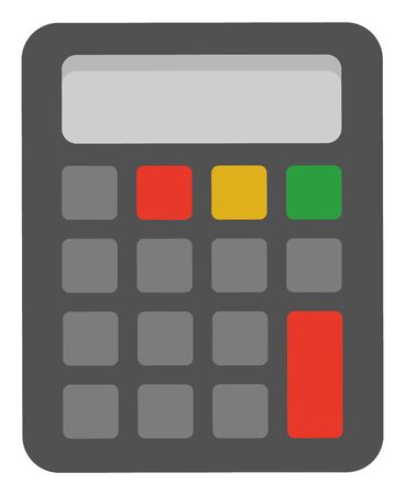 Mechanical device for calculating numbers, isolated machinery. Calculator icon closeup, technology for estimation, estimator flat. School calculate accessory. Office object. Stationery for mathematicsのイラスト素材