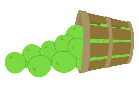 Harvesting season vector, isolated bunch of apples, lush organic production. Healthy organic food picked in garden, clos up of fruits from farm flat style. Picking apple concept. Flat cartoonのイラスト素材