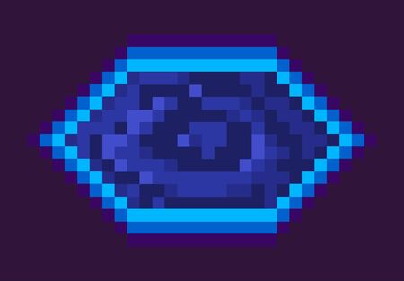 Portal prize, space pixel game, flat design style of gantry in blue color, pixelated squared prize, element of next level, virtual decoration for video-game, neon doorway vectorのイラスト素材
