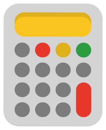 Mechanical device for calculating numbers, isolated machinery. Calculator icon closeup, technology for estimation, estimator flat. School calculate accessory. Office object. Stationery for mathematicsのイラスト素材