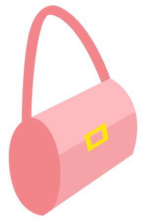 Accessories for woman vector, stylish purse with gold clasps. Pink decoration to complete look of elegant lady, vintage decor for trendy people flat styleのイラスト素材