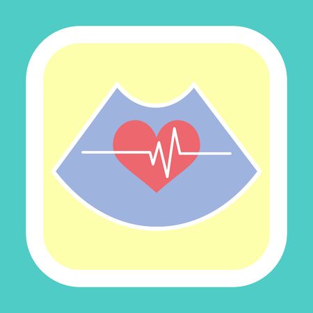 Heartbeat icon, cardiology logotype, medical sign, heart and line. Monitor with cardiogram logo, frequency and rhythm shape, electrocardiogram vectorのイラスト素材