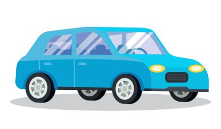 Vehicle blue transport isolated on white. Station wagon also called estate car, transportation automobile. Retro auto to drive and get your destination quickly. Vector illustration in flat styleのイラスト素材