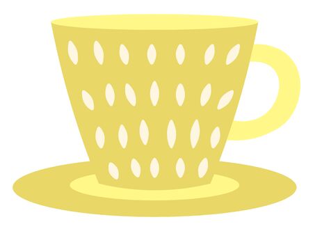 Yellow cup isolated on white background. Cozy and cute crockery piece. Colorful mugs, dishes. Sweet home concept flat vector illustrationのイラスト素材