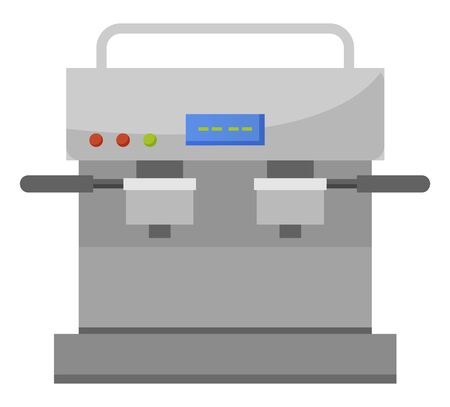 Coffee maker isolated icon. Machine for beverages, latte espresso or cappuccino. Professional machinery for shops of cafe. Bar or office appliance for workers, vector in flat style illustrationのイラスト素材