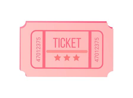 Ticket decorated by stars and numbers, pink seat card in flat design style, advertising or...