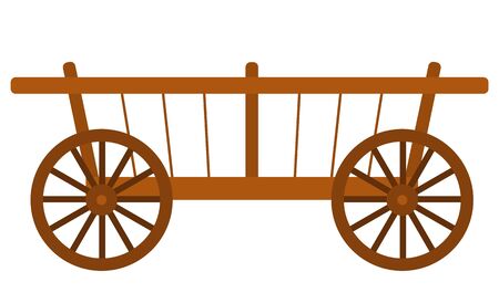 Farm cart, empty wooden trolley, countryside equipment. Transportation products, basket or container with wheels, element of harvest festival vectorのイラスト素材