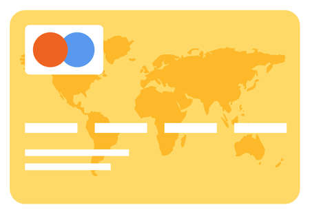 Credit card in yellow color. Online payment. Cash withdrawal. Financial operations. Shopping...