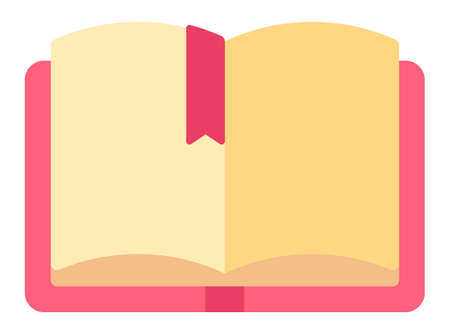 Book with pages and bookmark vector, isolated printed material. Textbook for education and teaching, learning disciplines at school or university illustration in flat style design for web, printのイラスト素材