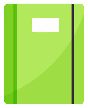 School diary, notebook or copybook isolated vector object. Stationery supply with paper sheets and rubber band, writing notes or homework, educationのイラスト素材