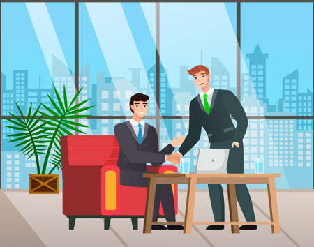 Office staff, work and communication. Head and subordinates. Various workers, managers team. Top managers employees of different levels. Office workers. Co-workers. Colleagues discuss project teamworkのイラスト素材