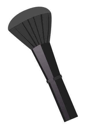Cosmetic brush icon. Make up brush applicator for crumbled face makeup powder blusher isolated on white background. Black clean professional makeup brush. Cosmetic accessory for fashion lookのイラスト素材