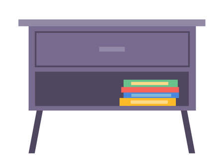 Black office locker with books, cabinet for papers and documents isolated on a white background. Bedside illustration or nightstand with drawer, furniture for the office workplace or living roomのイラスト素材