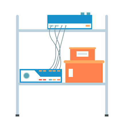 Table for storing medical instruments. Diagnostic equipment isolated on white background. Table for operating procedures and technologies. Electrical technology for health research vector illustrationのイラスト素材