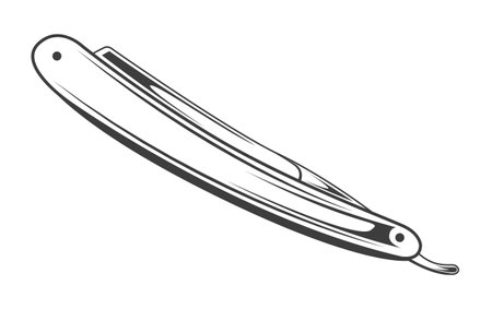 Straight razor icon. Shaver tool with dangerous blade. Vintage flat shaving razor icon from hygiene collection isolated on white background. Personal hygiene item, hairdresser or barber shop toolのイラスト素材