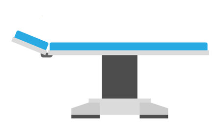 Medical couch for patients of psychologist. Medical furniture for different people isolated on white background. Equipment for the doctor s office. Folding hospital bed flat vector illustrationのイラスト素材