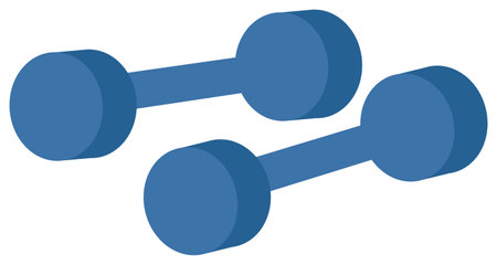 Dumbbells icon. Cartoon vector illustration isolated on white background. Muscle building equipment, sports heavy object for fitness and bodybuilding. Metal weightlifting shape for body modelingのイラスト素材