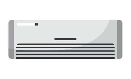 White air condition isolated on white background in vector style. Illustration about electric equipment in house. Device for cooling indoor air and maintaining a comfortable temperature in roomのイラスト素材
