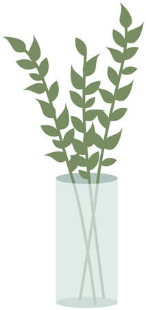 Pot with houseplant isolated at white background. Vector flowerpot of decorative green plant with long leaves in ceramic pot. Indoor plant concept of domestic greenery. Icon for home interior plantのイラスト素材