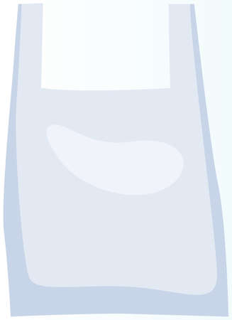 Plastic bag T-shirt for transferring products. Transparent container with handles. Non-recyclable, harmful for environment plastic bag. Supermarket food packaging isolated on white backgroundのイラスト素材