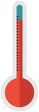 Thermometer icon, glass bulb with mercury. Measuring instrument for air and water temperature....