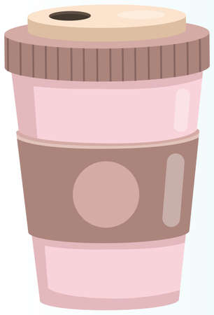 Reusable cup, tumbler or mug with cover isolated on white background. flask for take away drinksのイラスト素材