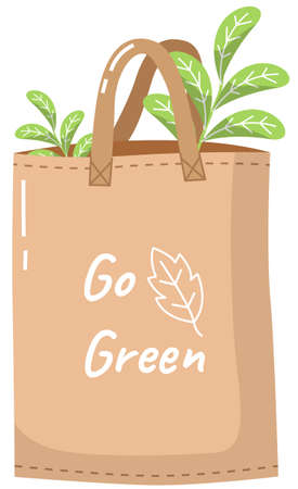 Ecological bag with inscription. Eco-friendly container for carrying items vector illustrationのイラスト素材
