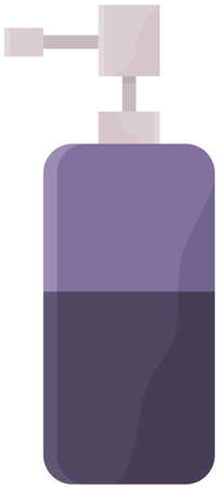 Lilac pump bottle flat vector. Cosmetic product package. Liquid cream soap in plastic containerのイラスト素材