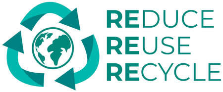 Illustration of recycle symbol with arrows and eco label with reduce reuse recycle concept