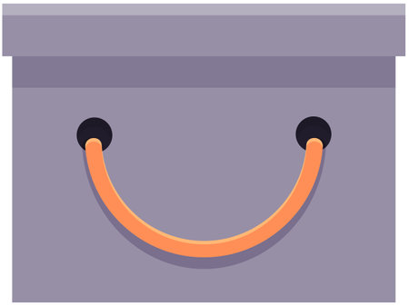 Vector lilac carton clothes storage box with lid and handles, front view rectangle containerのイラスト素材