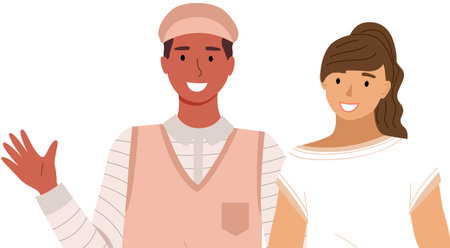 People greeting gesture. Different nations representatives waving hand saying helloのイラスト素材