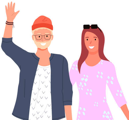 People greeting gesture. Different nations representatives waving hand saying helloのイラスト素材