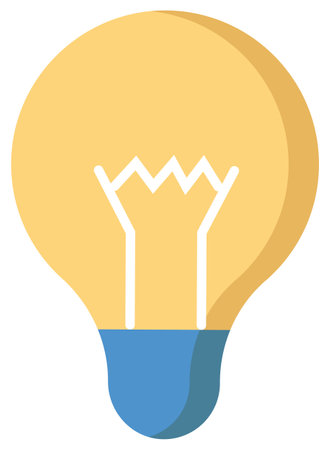 Lamp idea icon, object yellow light on white background. Glowing light bulb with warm light for logoのイラスト素材