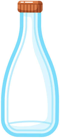 Glass bottle with lid vector illustration. Durable and reusable transparent water flask isolatedのイラスト素材