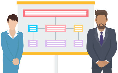 Successful business project presentation, company strategy planning, statistics indicators analysis. Analytics business information. Presenting company financial report. Presentation of start up dataのイラスト素材