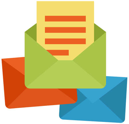 Web vector icons closed envelope and envelope with letter. Message paper with info, card...