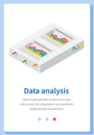 Visualize with business analytics. Work with statistical data analysis, changing indicators. Analyze statistical indicators, business data. Marketing research for presentation. Data financial reportのイラスト素材