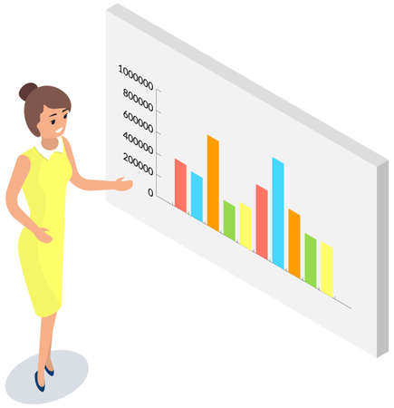 Visualize with business analytics. Work with statistical data analysis, changing indicators. Analyze statistical indicators, business data. Marketing research for presentation. Data financial reportのイラスト素材